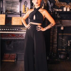 Wide Leg Women’s Jumpsuit Pants - Black